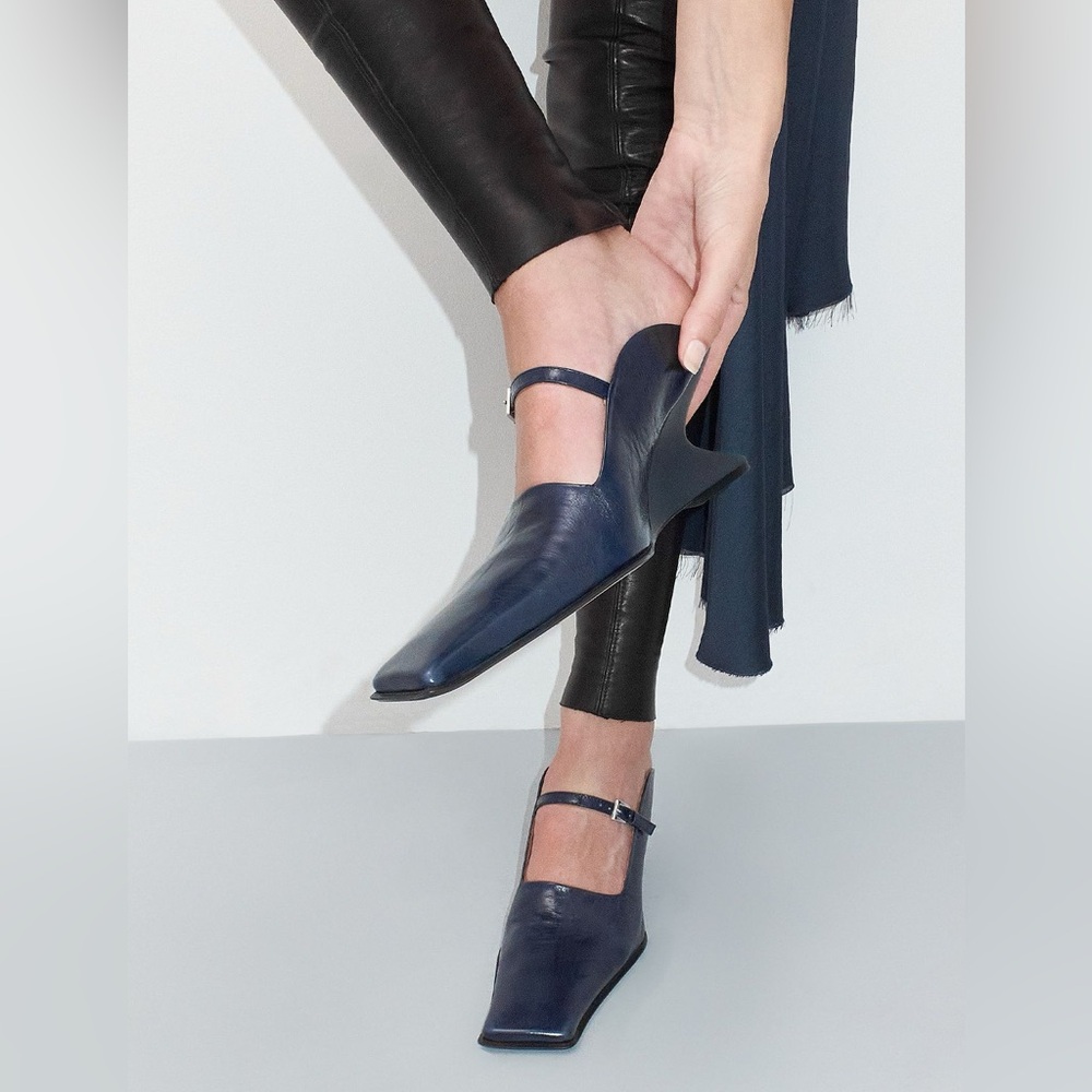 Miista ALDITH navy blue mules pumps cut out subversive designer sculpted - Picture 2 of 16